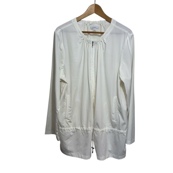 Pure Jill Fit White Lightweight Pocket Drawstring Zip Jacket, XL - Picture 1 of 7